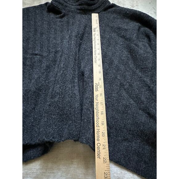 ALEXANDRA BARTLETT 100% Wool Turtleneck Sweater Poncho Top Dark Gray Charcoal - Picture 6 of 16